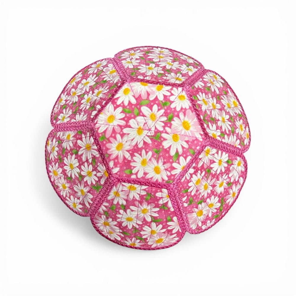 Hand Crafted Basket Center Piece Bowl Quilted 8” round x 3” tall Pink Floral - Picture 5 of 11